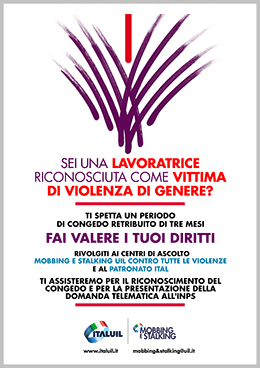 Locandina protocollo mobbing violenza di genere