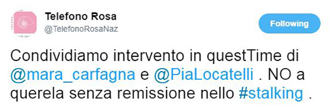 Non siamo d'accordo sulla irrevocabilità della querela estesa anche ai reati più lievi di stalking
